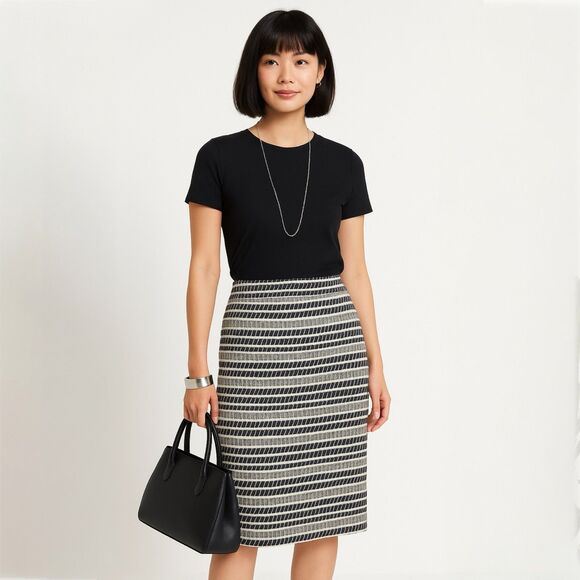 Ann Taylor Woven Stripe Pencil Skirt - Picture 1 of 10